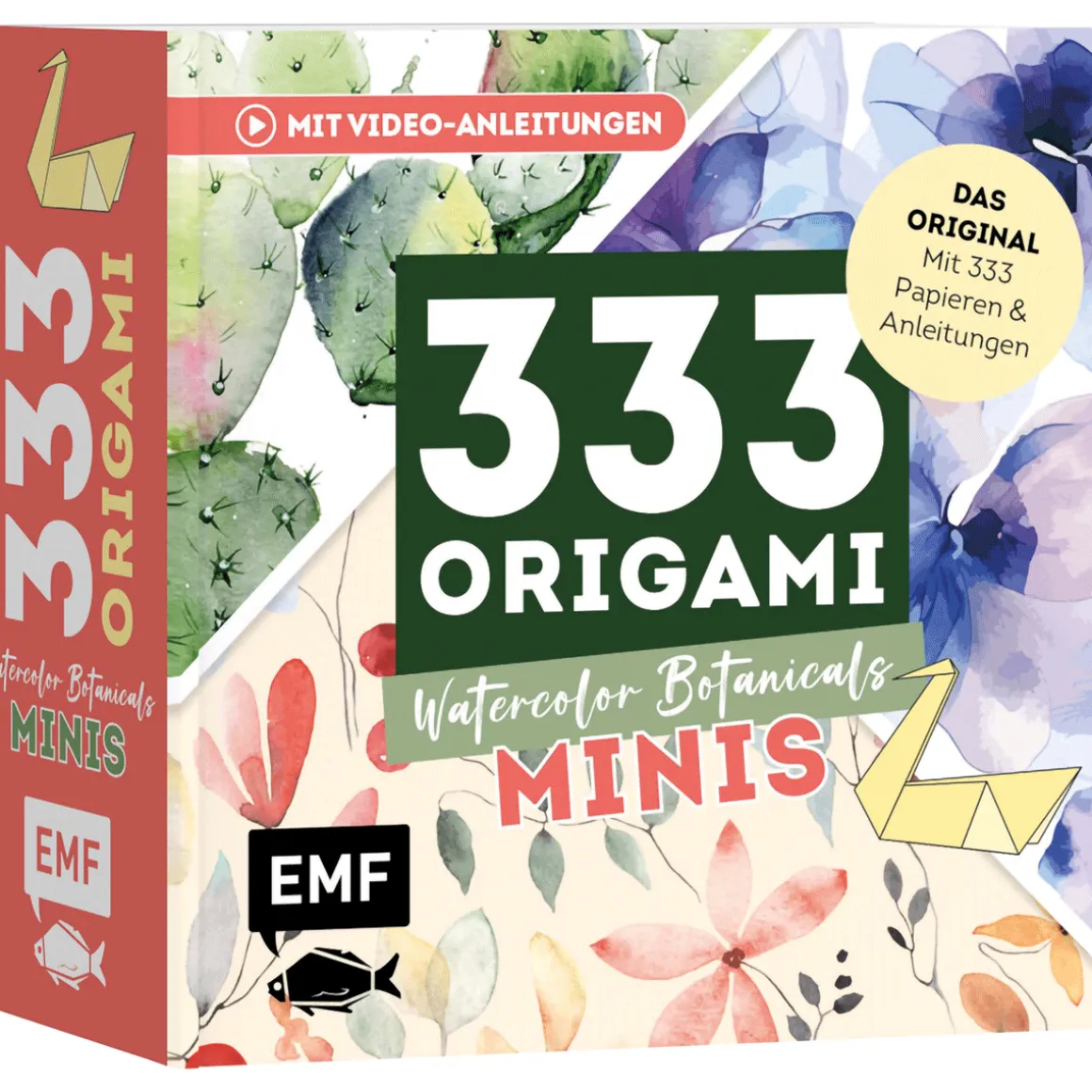 333 Origami Minis - Watercolor Botanicals: Dein dekorativer Wendeblock zum kreativen Falten & Notieren.