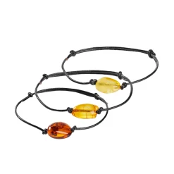 Bernstein-Lederarmband, 3er Set
