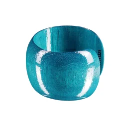 Breiter Armreif aus Mangoholz, Himmelblau.