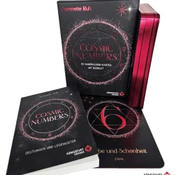 Cosmic Numbers (Numerologie): 42 Karten, farbiges 192-seitiges Booklet, Box mit Metallicfolie, Karten mit Pink-/Metallicschnitt.