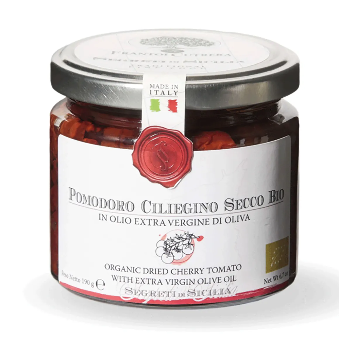 Getrocknete Bio-Kirschtomaten in Olivenöl.