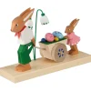 Hasenfamilie mit Wagen.