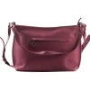 Lederhandtasche, brombeerrot.