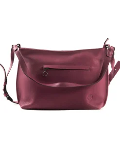 Lederhandtasche, brombeerrot.