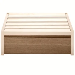 Minimalistischer Brotkasten mit Holzbrett.