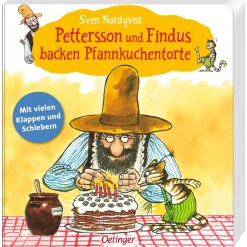 Pettersson und Findus backen Pfannkuchentorte.