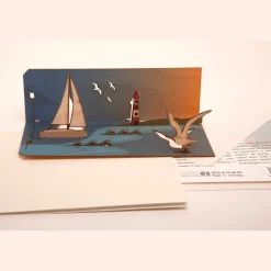 Pop Up-Holzpostkarte »Segelboot«.