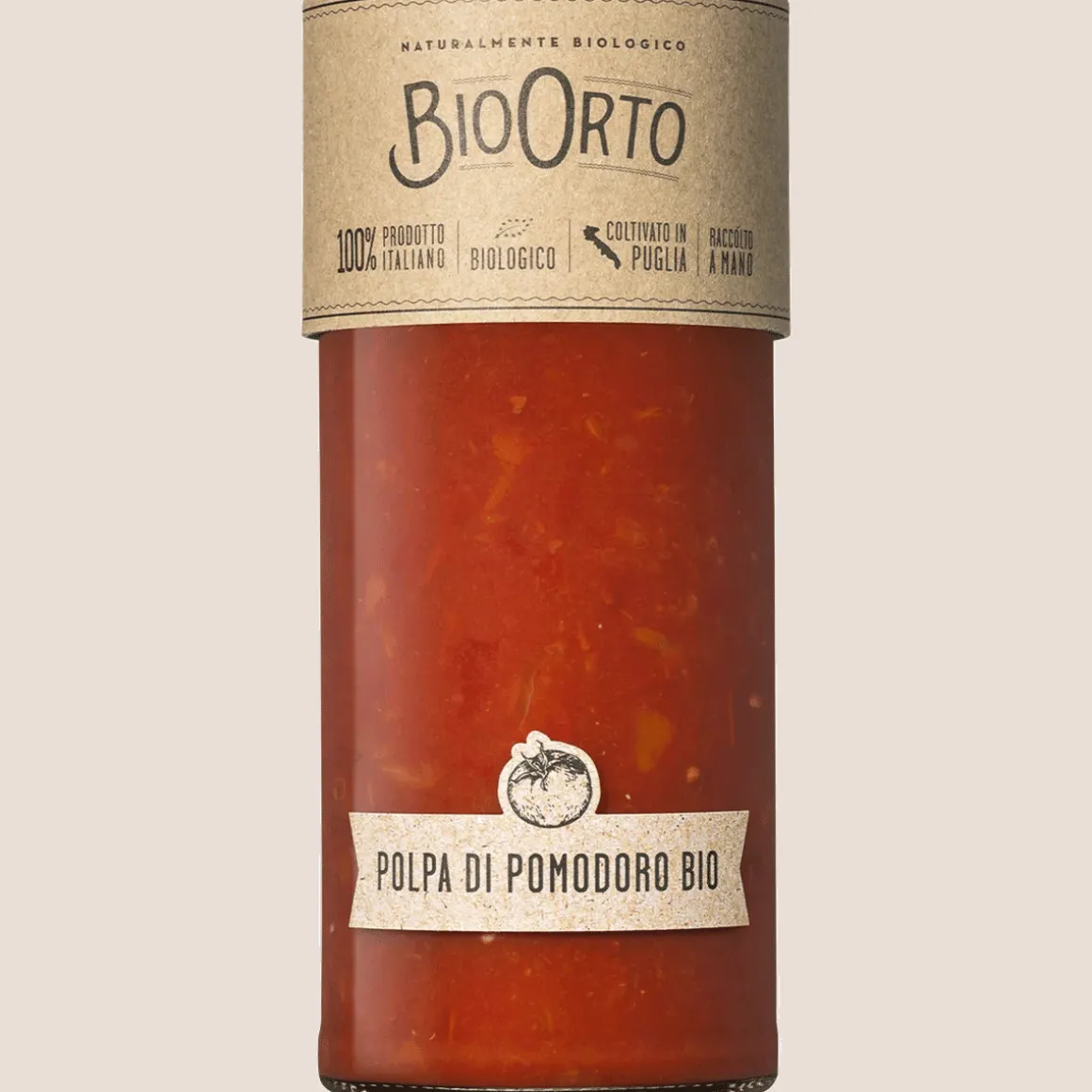Tomatensauce mit Fruchtstücken, Bio.