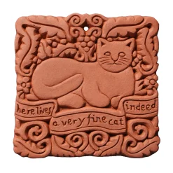 Wandfliese Terrakotta »Hier lebt eine wahrlich schöne Katze«.